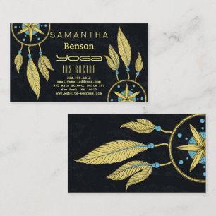 Elegant Dream Catcher Feathers Yoga Instructor Business Card