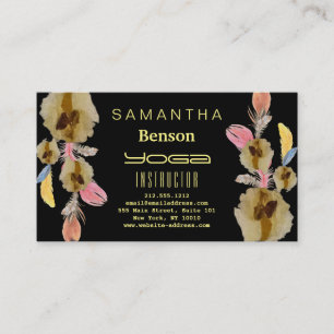 Elegant  Dream Catcher Feathers Yoga Instructor Business Card