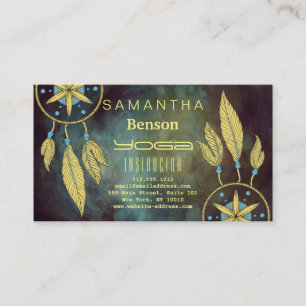 Elegant Dream Catcher Feathers Yoga Instructor Business Card