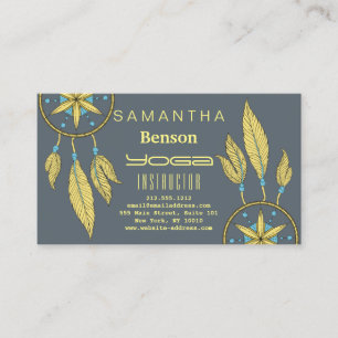 Elegant  Dream Catcher Feathers Yoga Instructor Business Card
