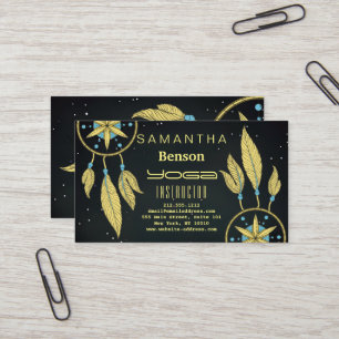 Elegant Dream Catcher Feathers Yoga Instructor Business Card