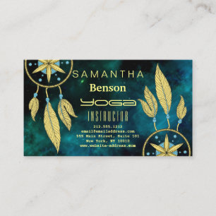Elegant Dream Catcher Feathers Yoga Instructor Business Card