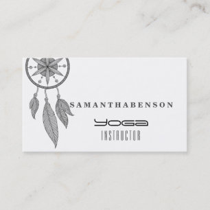 Elegant Dream Catcher Feathers Yoga Instructor Business Card