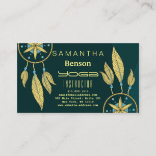 Elegant Dream Catcher Feathers Yoga Instructor Business Card