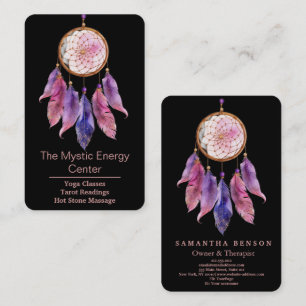 Elegant  Dream Catcher Feathers Yoga Instructor Business Card