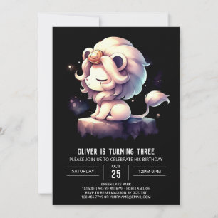 Elegant Dreamy Lion Birthday  Invitation