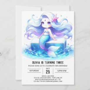 Elegant Dreamy Mermaid Birthday Invitation