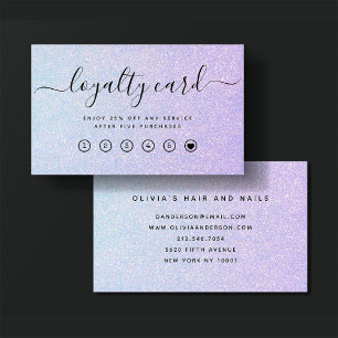 Elegant Dreamy Pastel   Glam Blue and Pink Loyalty Card