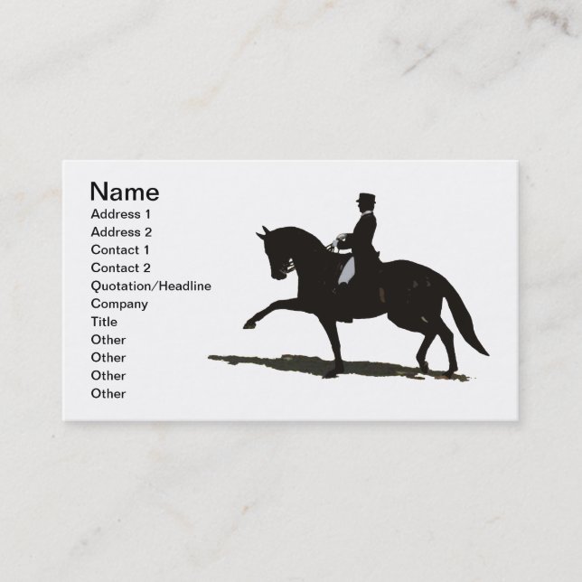 Elegant Dressage Horse Business Card (Front)