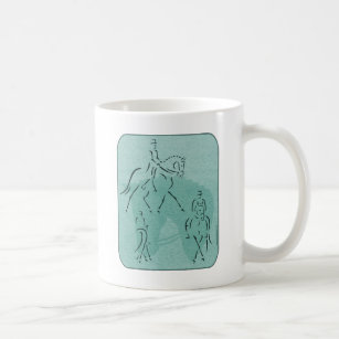 Elegant Dressage Horse Design in Teal Coffee Mug