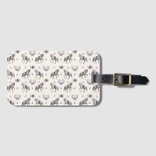 Elegant Dressage Horse & Horseshoe Watercolor Luggage Tag
