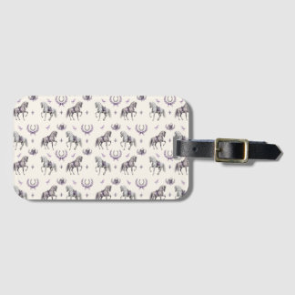 Elegant Dressage Horse & Horseshoe Watercolor Luggage Tag