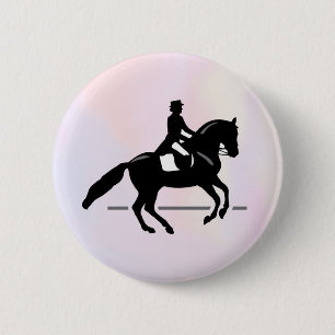 Elegant Dressage Rider on a Watercolor Background 6 Cm Round Badge