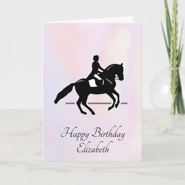 Elegant Dressage Rider on a Watercolor Background Card (Front)