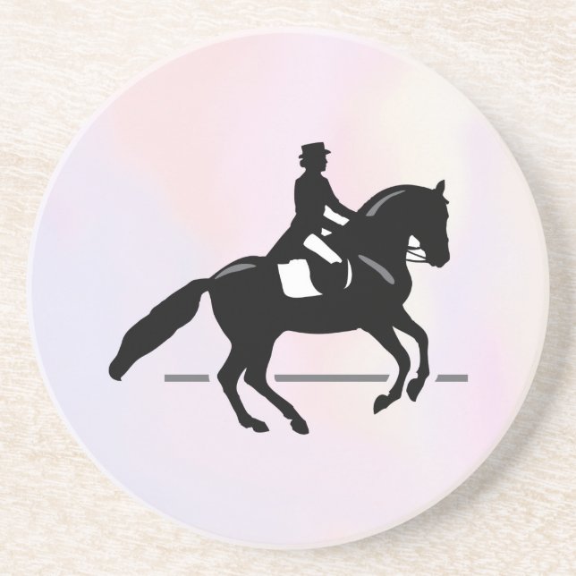 Elegant Dressage Rider on a Watercolor Background Coaster (Front)