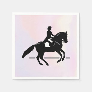 Elegant Dressage Rider on a Watercolor Background Napkin