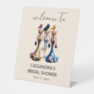 Elegant Dressing Girls Welcome Bridal Shower Pedestal Sign