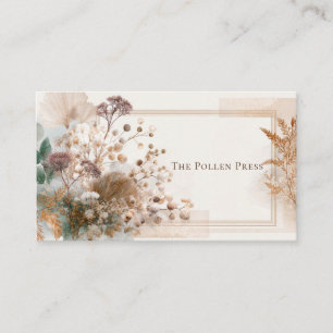 Elegant Dried Floral Bohemian Gold Glitter Business Card