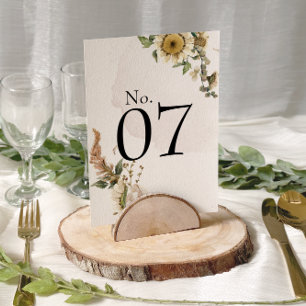 Elegant Dried Floral Wreath Wedding Table Numbers