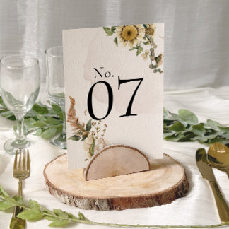 Elegant Dried Floral Wreath Wedding Table Numbers