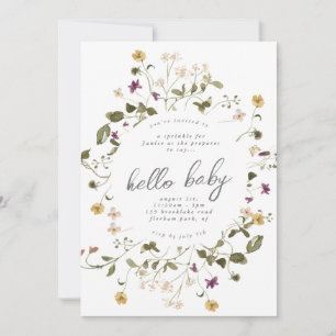 Elegant Dried Wildflower Pampas Floral Baby Shower Invitation