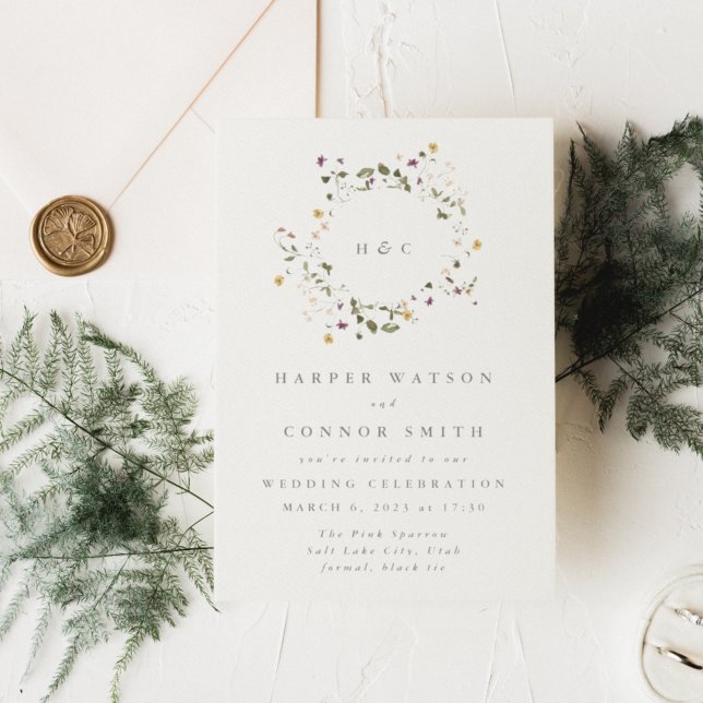 Elegant Dried Wildflower Pampas Floral Wedding Invitation (Creator Uploaded)