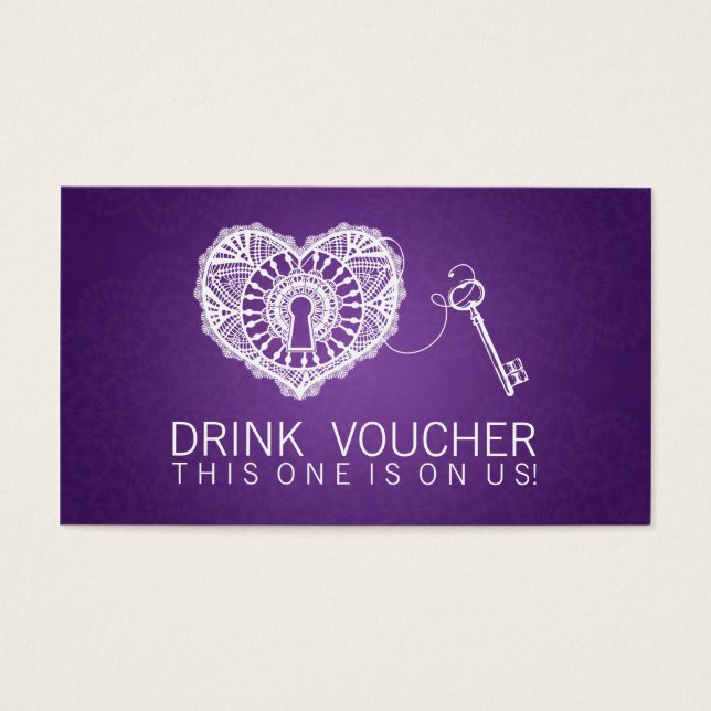 Elegant Drink Voucher Key To My Heart Purple (Front)