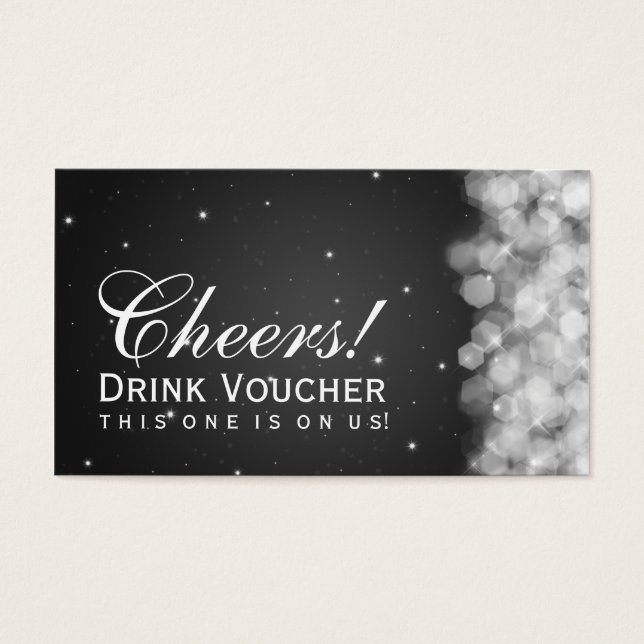 Elegant Drink Voucher Party Sparkle Black (Front)