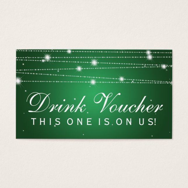 Elegant Drink Voucher Sparkling Lines Emerald (Front)
