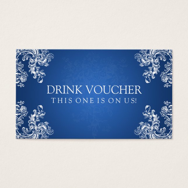 Elegant Drink Voucher Vintage Swirls 2 Sapphire (Front)