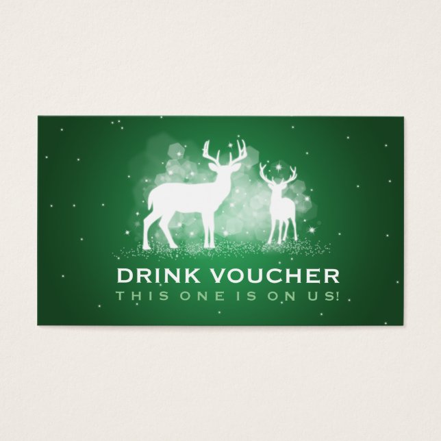 Elegant Drink Voucher Winter Deer Sparkle Green (Front)