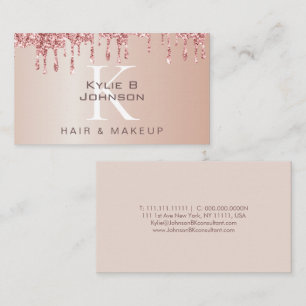 Elegant Drip Glitter Beauty Monogrammed Business Card