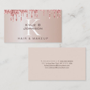 Elegant Drip Glitter Beauty Monogrammed Business Card