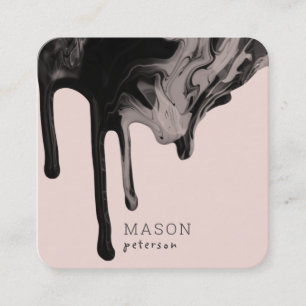 Elegant Dripping Marble Paint Seamless Blush Pink Square Business Card