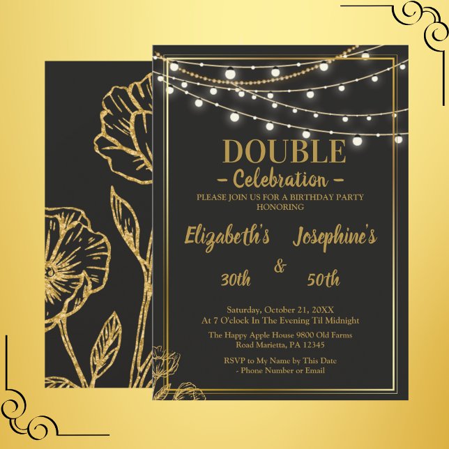 Elegant Dual Birthday Soiree Invitation (Creator Uploaded)