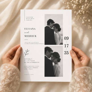 Elegant Dual Photo Black and White invitation