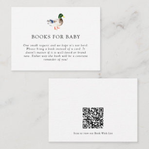 Elegant Duck Baby Shower Book Request Card QR Code