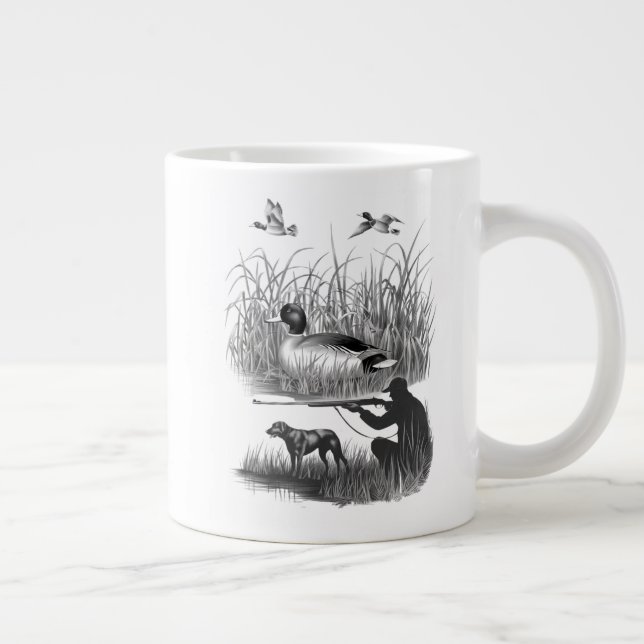 Elegant Duck Hunter Scene Graphic - Nature and Wil Large Coffee Mug (Right)