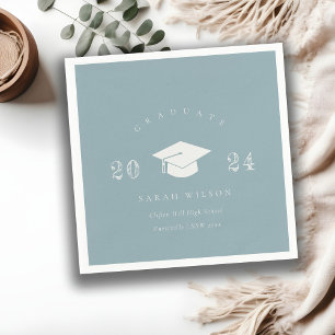 Elegant Dusky Blue Grey Minimal Simple Graduation Napkin