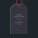 Elegant Dusky Blue - Snowflake Christmas Gift Tags<br><div class="desc">Elegant Dusky Blue & Minimal Typography - Gift Tags One side is solid dark dusky blue with elegant and minimalist typography, and the other features elegant lines with snowflakes in pure white. Minimalist Merry Christmas / Happy Holidays / Elegant Modern Minimal Classic - Gift Wrapping Supplies Template With Customisable /...</div>
