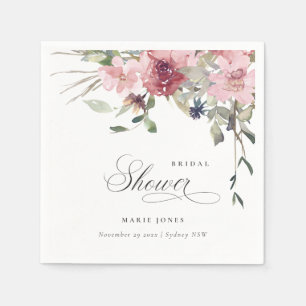 Elegant Dusky Blush Rose Floral Bridal Shower Napkin
