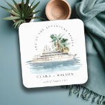 Elegant Dusky Cruise Ship Palm Seascape Wedding  Square Paper Coaster<br><div class="desc">Dusky Cruise Ship Palm Seascape Theme Collection.- it's an elegant script watercolor Illustration of watercolor cruise ship with palm and greenery, perfect for your coastal beachy cruise wedding & parties. It’s very easy to customise, with your personal details. If you need any other matching product or customisation, kindly message via...</div>