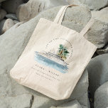 Elegant Dusky Cruise Ship Palm Seascape Wedding  Tote Bag<br><div class="desc">Dusky Cruise Ship Palm Seascape Theme Collection.- it's an elegant script watercolor Illustration of watercolor cruise ship with palm and greenery, perfect for your coastal beachy cruise wedding & parties. It’s very easy to customise, with your personal details. If you need any other matching product or customisation, kindly message via...</div>