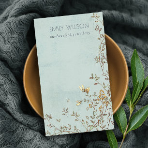 Elegant Dusky Floral Aqua Blank Jewellery Display Business Card