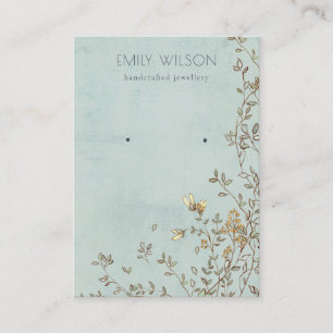 Elegant Dusky Floral Aqua Stud Earring Display Business Card