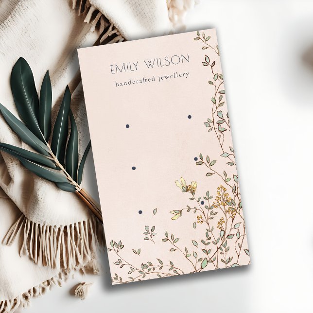 Elegant Dusky Floral Blush Stud 3 Earring Display Business Card (Creator Uploaded)