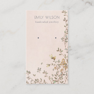 Elegant Dusky Floral Blush Stud Earring Display Business Card