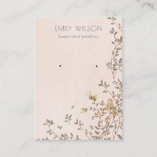 Elegant Dusky Floral Blush Stud Earring Display Business Card