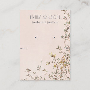 Elegant Dusky Floral Pink Earring Necklace Display Business Card