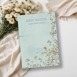 Elegant Dusky Floral Vine Aqua Necklace Display Business Card